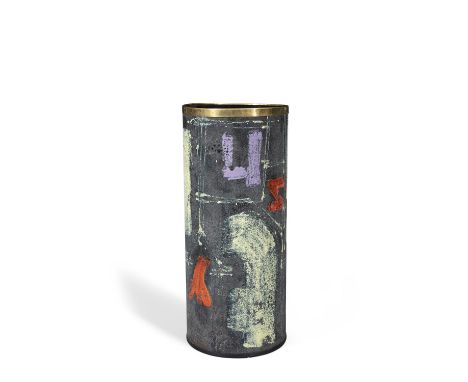 UMBRELLA STANDAn enamel and brass umbrella stand, Italy, c.1960s. 21 x 21 x 49.5cm (h)