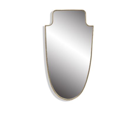 MIRRORA brass framed shield mirror, Italy, c.1960. 50 x 3 x 90cm (h)