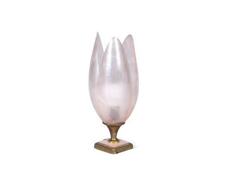 MAISON ROUGIERA three petal table lamp by Maison Rougier, in lucite and brass, Canada, c.1970. 43cm (h)