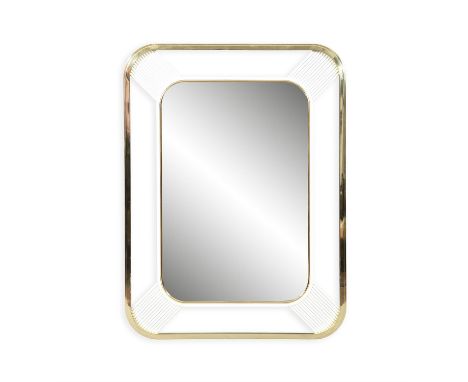 BANCIA brass and enamel framed mirror, by Banci, Florence, Italy, c.1970. 70 x 3 x 93cm (h)
