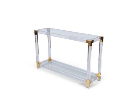 CONSOLE TABLEA glass and lucite two tier console, with glass tops, Italy, c.1970. 121 x 36 x 75cm (h)