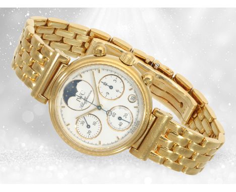 Luxuriöse Damenuhr, IWC "Lady Da Vinci " Chronograph mit Mondphase Ref.IW9538.01, 18K Gelbgold: Ca. Ø29mm, ca. 79,9g, 18K Gel
