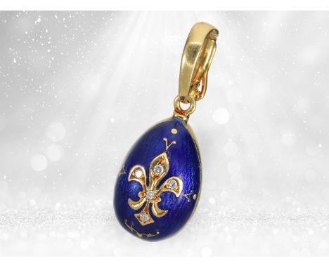 Hochwertiger Fabergé Emaille-Anhänger mit Brillantbesatz, 18K Gold, limitiert auf 500 Stück: Ca. 31 x 12mm, ca. 6,1g, 18K Gol