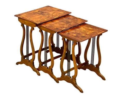 A good quality vintage Georgian style Oyster Yew Wood nest of tables. 