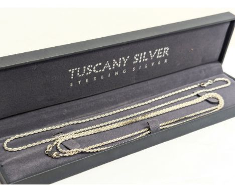 2 silver chains from Italy. Longest chain measures 30cm clasped 