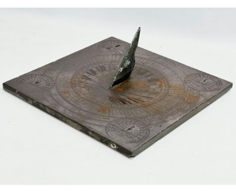 A 19th century Richard Melvin slate sundial. 33.5x34.5cm 