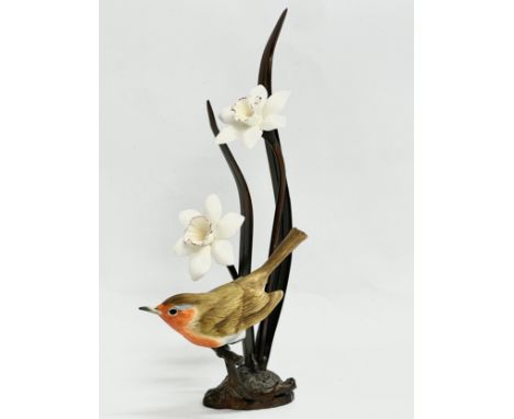 A Royal Worcester porcelain and bronzed “American Robin” 16cm 