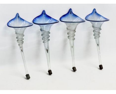 4 Victorian glass epergne branches. 27cm 