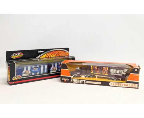 A Corgi model of 'Hershey's Milk Chocolate Superhauler' with a Corgi Wheelz Volvo Rigid Truck &amp; Close Couple Trailer 'Sil
