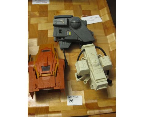 Star Wars unboxed interceptor vehicle 1978, unboxed vintage armored sentinel transport 1978, together with a 1978 unboxed veh