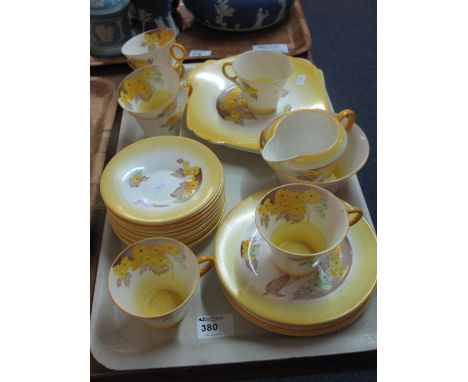 Tray of Shelley England Phlox part tea ware items, registration number 781613 comprising cups, saucers, milk jug, sucrier, si