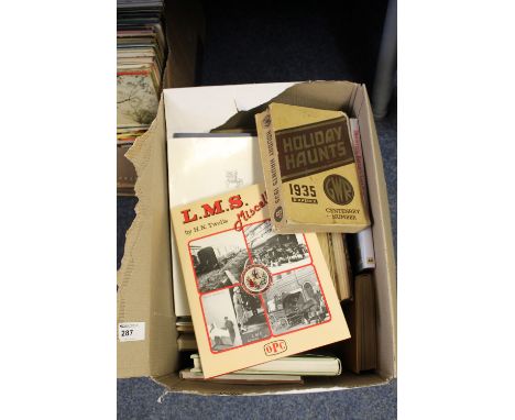 Box of assorted books to include: 'Specification booklet for Vanguard 34 tonne diesel locomotive', various books: 'London Mid