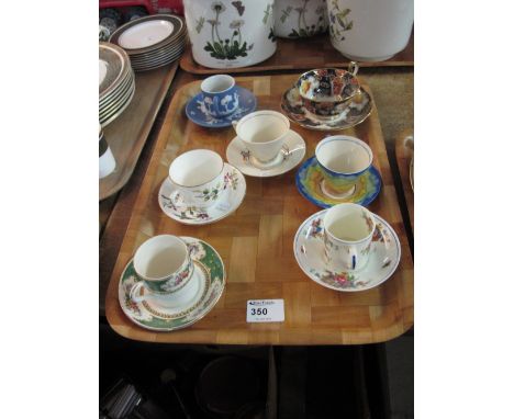 Tray of seven cabinet cups and saucers to include ivory ware, art deco design, corona ware, Royal Albert, Royal Worcester, Ro