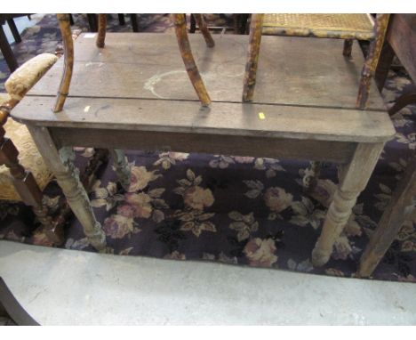 Vintage pine rectangular table on baluster and ring turned legs.