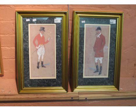 Two reproduction portrait prints of huntsman, 'The Spooney' and 'The Sportsman'.  Framed and glazed. (2)