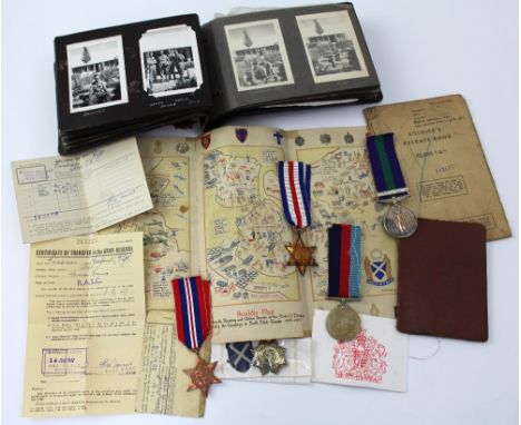 A collection of WWII medals presented to Mr VF Gray, a George VI Palestine Conflict Medal 1945-48, marked to the edge 'T/1443