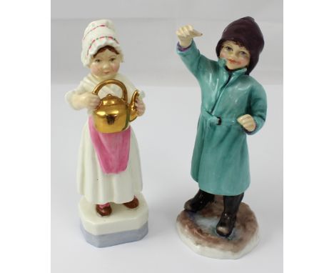 Two Royal Worcester figures; 'February' and 'Polly Put the Kettle On' (2).