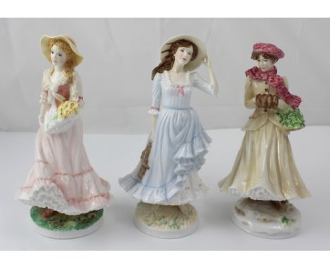 Three limited edition Royal Worcester figures from 'The Four Seasons Collection', no.232/7500 'Spring', no.110/7500 'Summer' 