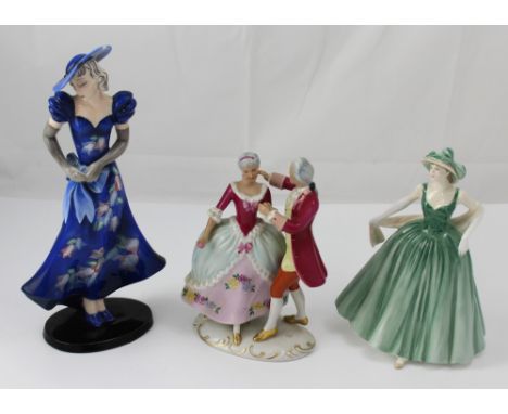 A Royal Doulton figure HN4015 'Eleanor', Goldscheider and Royal Dux examples (3).