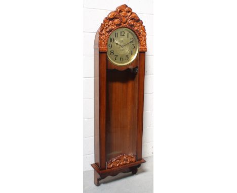 A contemporary mahogany-cased Kaiser Westminster wall-hanging longcase clock, the gilded dial set with Arabic numerals, heigh