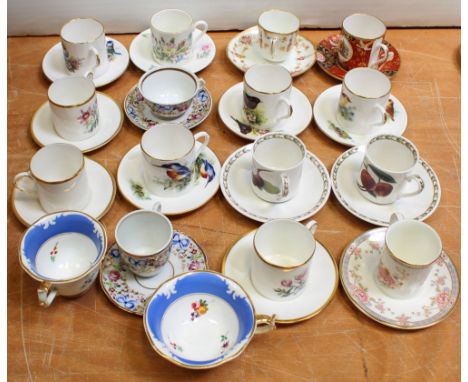 A quantity of miniature cups and saucers and coffee cups and saucers to include examples by Aynsley, Worcester etc.