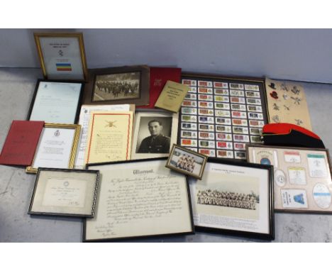 A collection of military ephemera to include cigarette cards, official communications including Army Driving Championship 196