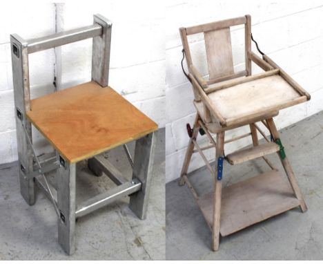 A ladder converted into a child's chair and a further folding highchair (2).