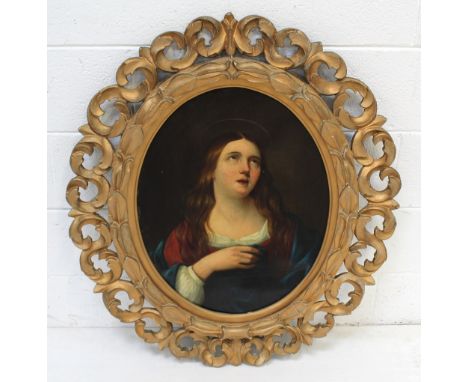 IN THE MANNER OF GUIDO RENI; oil on canvas, portrait of St. Mary Magdalene, unsigned, approx 55 x 43cm, in ornate gilt frame.