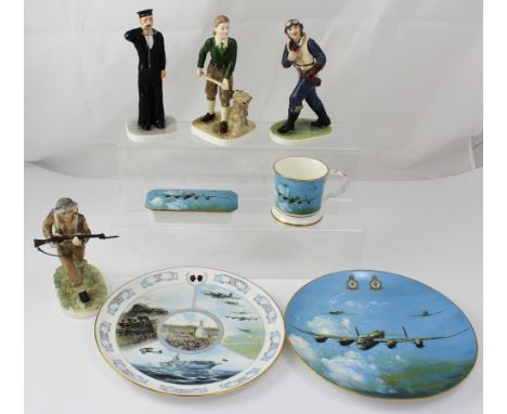Four Coalport 'For King and Country' limited edition figures to include 'Soldier' no.249/1500 and 'Airman' no.124/1500, also 