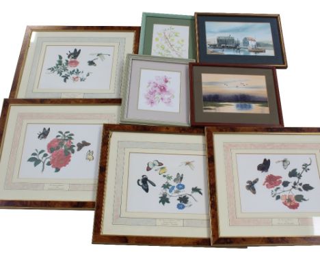 Four limited edition Reeves prints of flowers, from the Reeves collection c1820, 'Rose with Butterflies and Dragonfly', 'Came