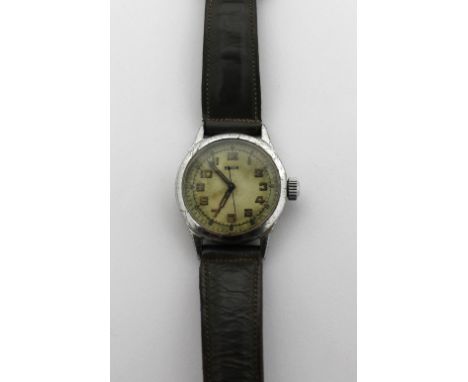 Elgin; a WWII US Military issue wristwatch, chrome case with US Military Ordnance issue markings and serial number on screw-d