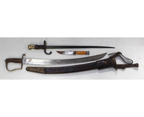 A British military issue light cavalry sabre stamped 'Mole' to blade back with painted ribbed grip and stamped broad arrows m