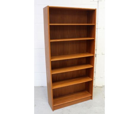 A contemporary teak five-shelf bookcase, 181 x 88cm.