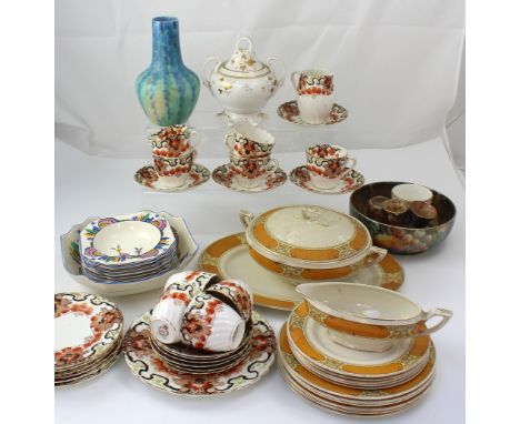 A selection of mixed ceramics to include a Crown Devon Art Deco dessert service, a Ridgeway-style sucrier, a Molam bowl and t