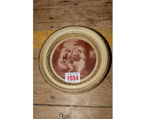 A set of four Bartolozzi style circular prints, 9.5cm diameter. 