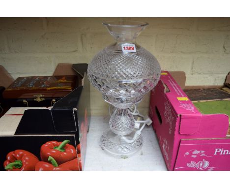 A Waterford cut glass lamp and shade, 35cm high.