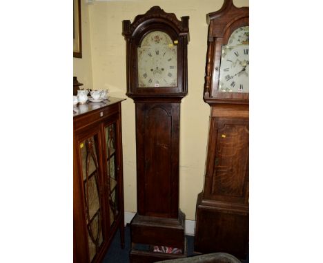 A 19th century oak 8 day longcase clock, the 12 inch arched painted dial inscribed 'R Francis, Attleburgh', 207cm high, with 