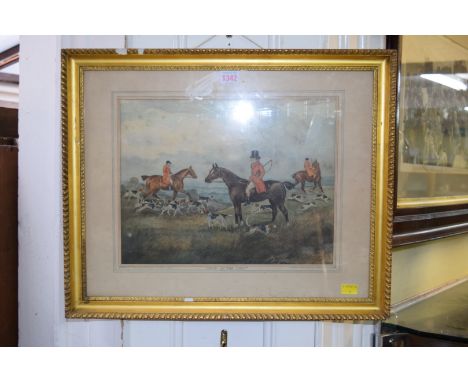 H Alken, 'First at the Meet', signed and dated 1838, inscribed on the mount 'from the Major Huddlestone Collection', watercol