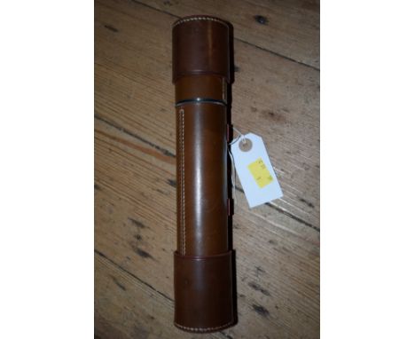 A lacquered brass and leather four drawer telescope, by Broadhurst Clarkson & Co Ltd. 