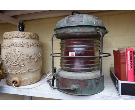 An old Japanese 'Red Light' copper ship's lantern.