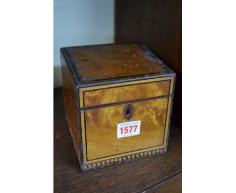A George III satinwood and inlaid tea caddy, 12.5cm wide