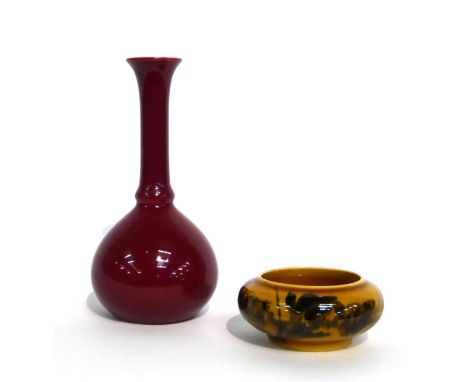 Christopher Dresser for Linthorpe Pottery: A Vase, shape No. 846, maroon glaze, impressed LINTHORPE Chr Dresser HT 846, 11.5c