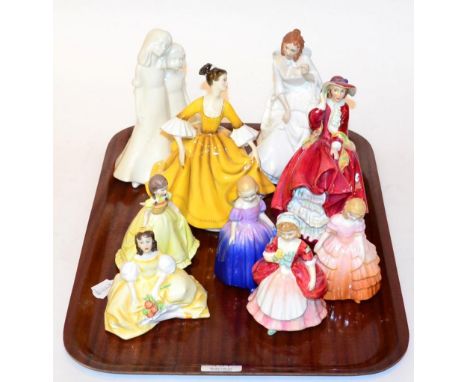 A collection of  Royal Doulton ladies, Top O' the Hill HN1834, 1937, Barbara HN2962, 1981, Stephanie HN2807, 1976, Marie HN13