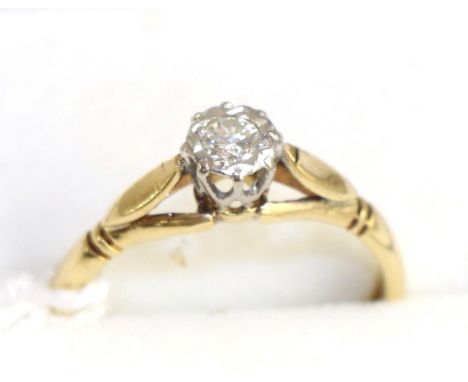 A diamond solitaire ring, 0.10 carat approximately, finger size K 2.4g