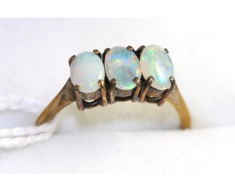 A 9ct gold cubic zirconia cluster ring and an opal three stone ring (2)Gross weight 6.0 grams 