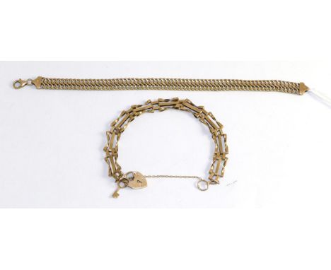 A 9ct gold gate link bracelet and another 9ct gold bracelet (2)Gross weight 12.0 grams 