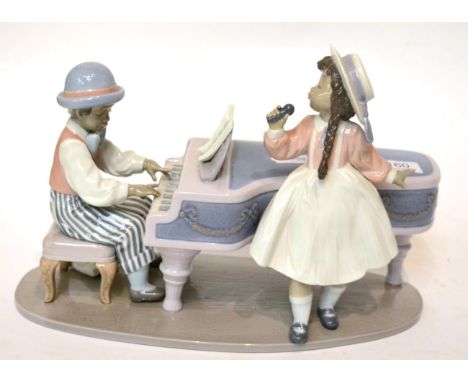 Lladro china group, No. 05930, Pianista Y Cantante de Jazz (Jazz duo), original box