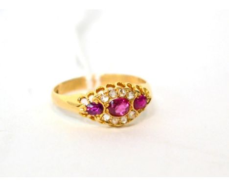A ruby and diamond ring, finger size M1/2 2g