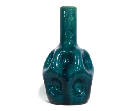 A Linthorpe Pottery Vase, shape No.24, of dimpled bottle form, impressed LINTHORPE 24, 23cm