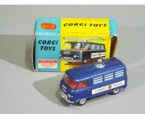 Corgi Toys - A boxed Corgi Toys #464 Commer Police Van. The model in blue with 'County Police' decals to sides spun hubs, and